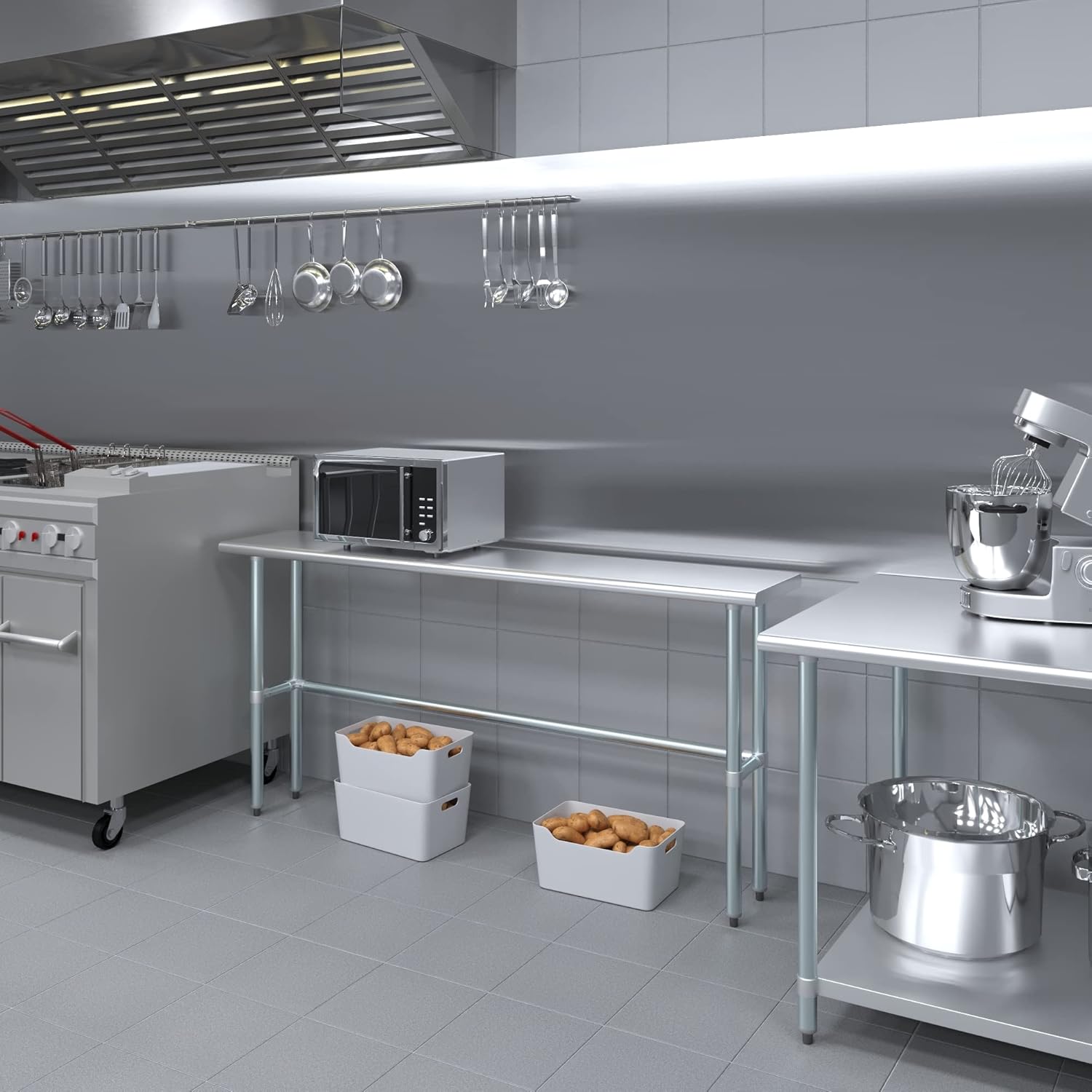 72" Stainless Steel Work Table with Galvanized Legs