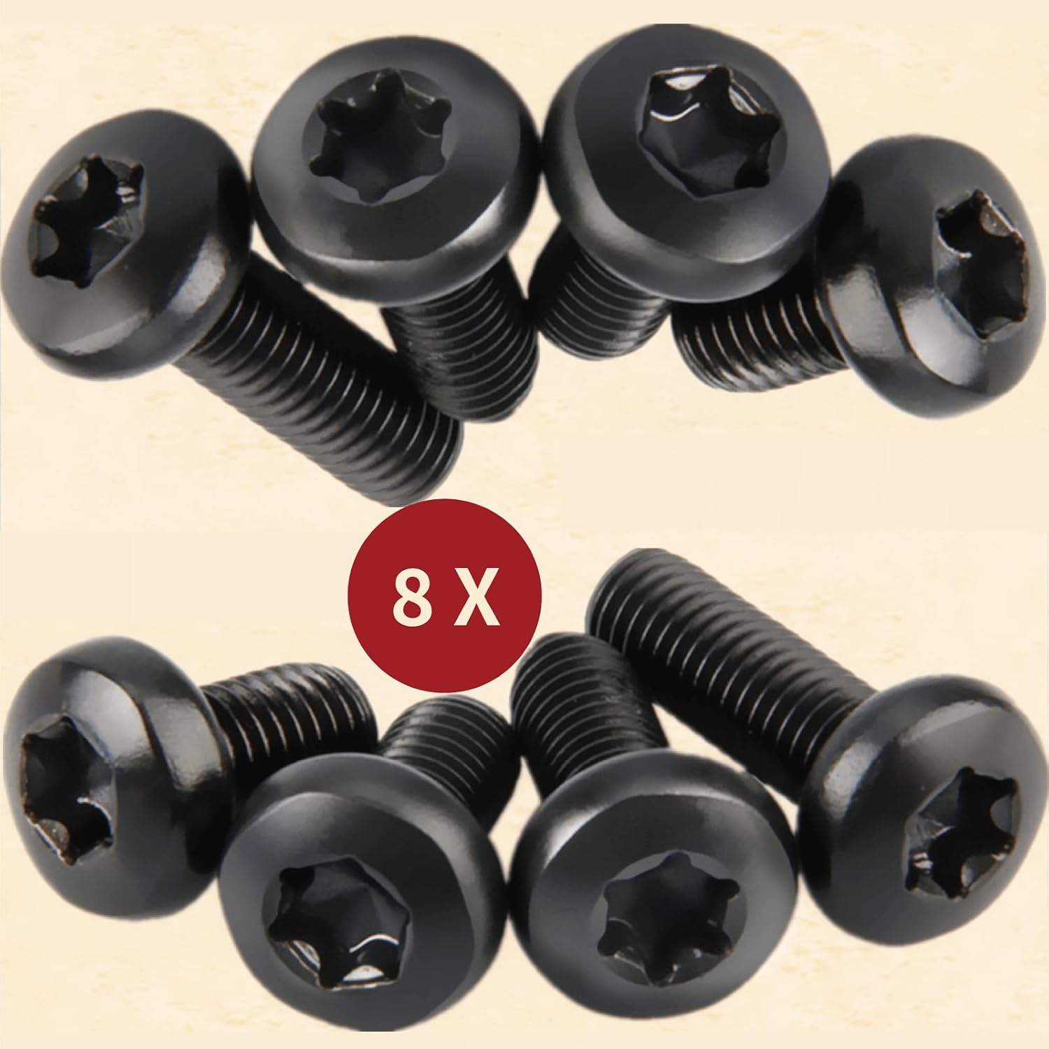 8 Pcs Black License Plate Screws for Tesla Model 3, Model Y, BMW - M5-0.8 X 10mm T25 Security Drive Head