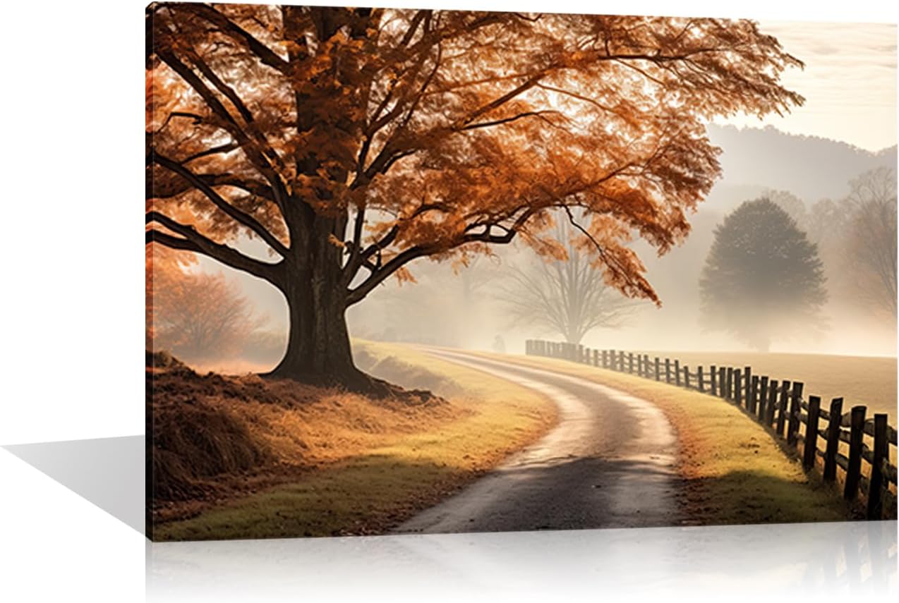 MODOJOART Forest Canvas Wall Art, Green Trees and Path Painting Print Nature Scenery Picture Poster for Living Room Bedroom Decor(Artwork-01, 18"x12")