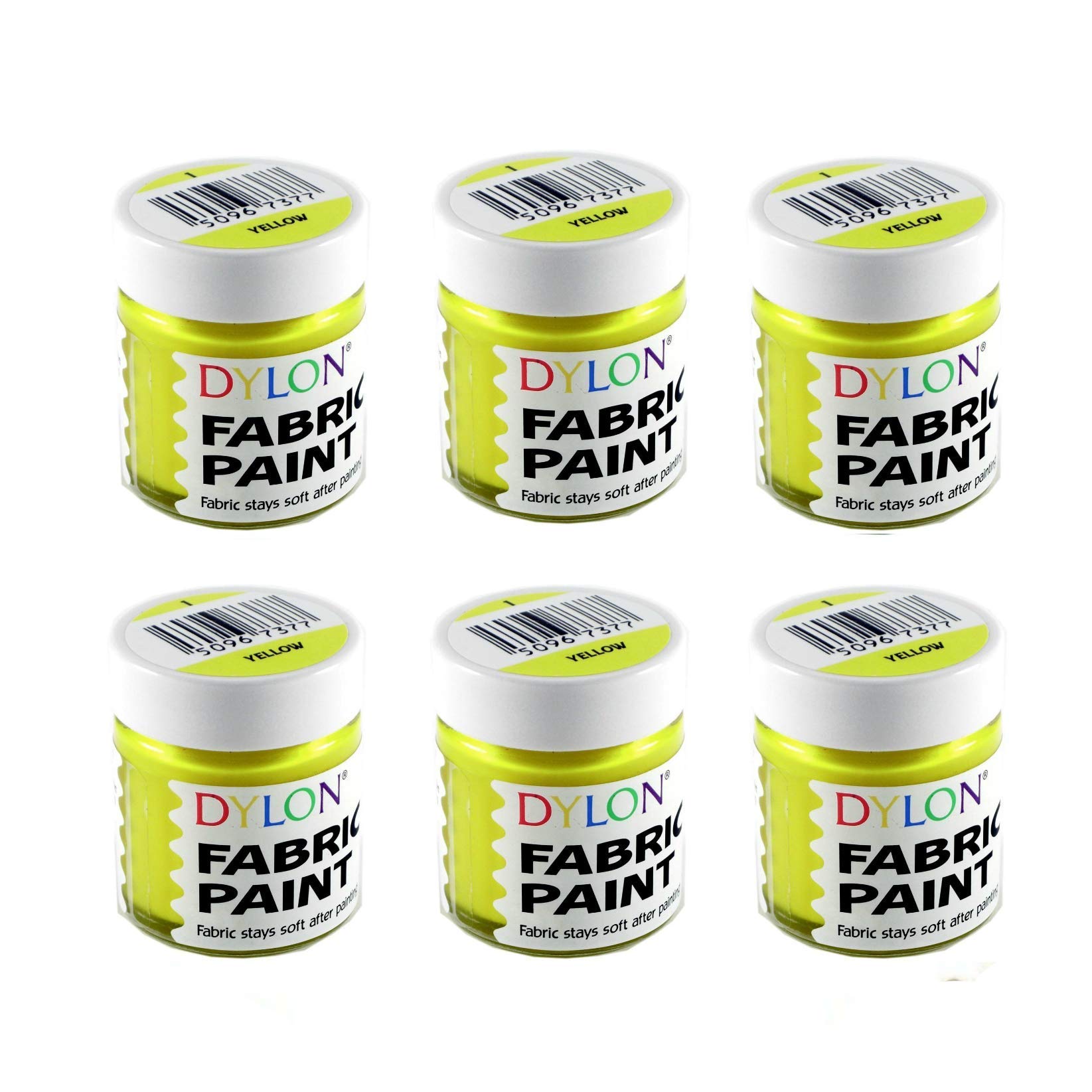 Dylon Fabric Paint Set - Yellow Paint - Pack of 6