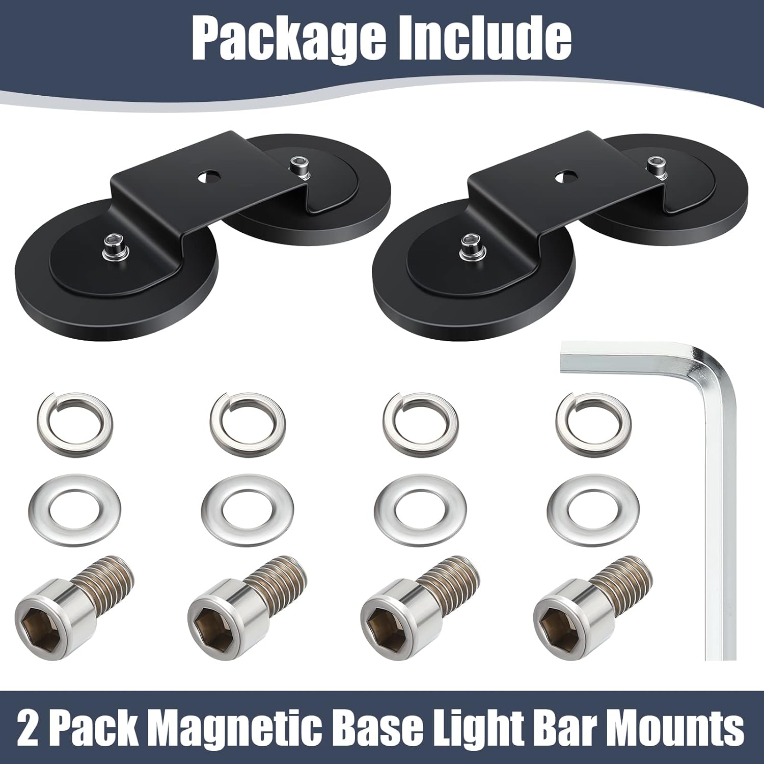 Shimeyao 2 Pcs Magnetic Base Light Bar Mounts Powerful Magnetic LED Light Bar Work Auxiliary Driving Lights on Hood Universal Magnet Mount Holder with Rubber Pad for SUV Off Road Truck Lamp Fog