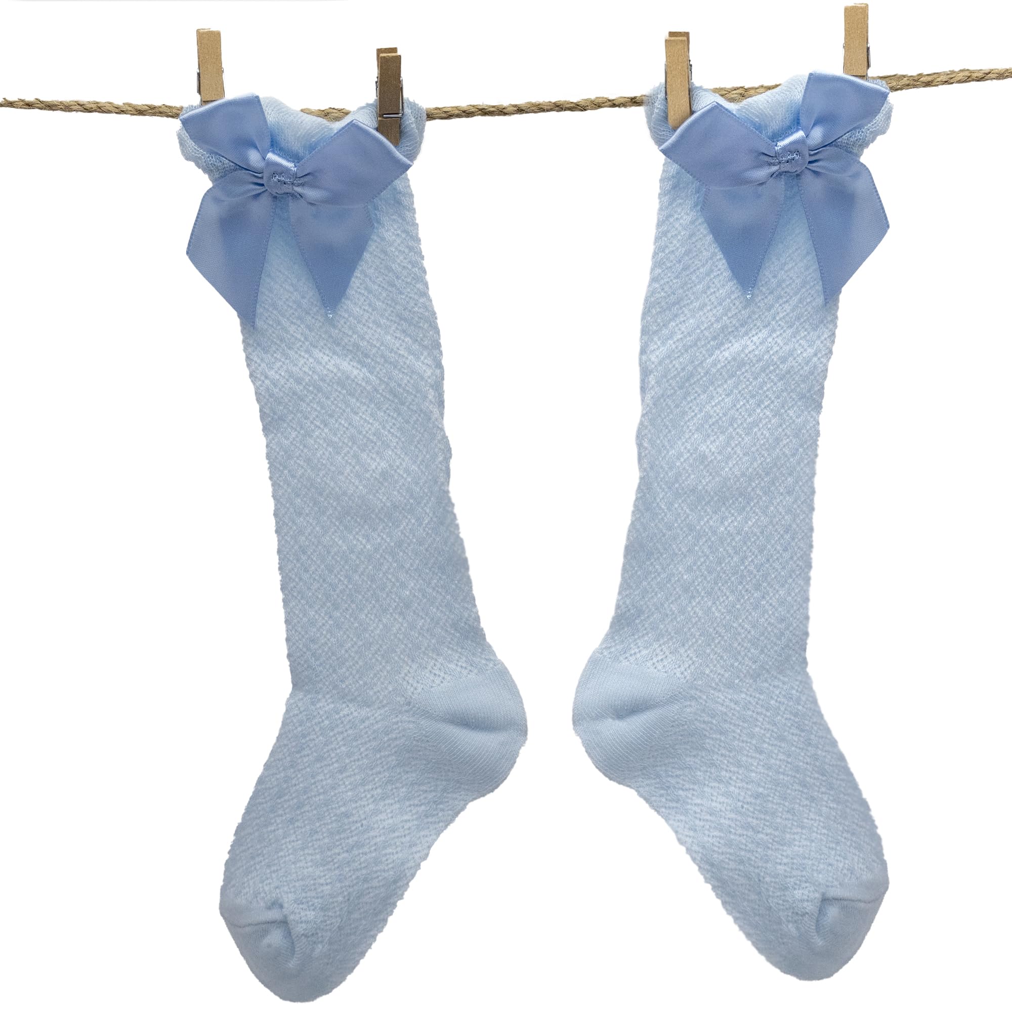BABYZOCO Calcetines Altos De Algodón Con Lazo Para Niños, Medias altas con lazo para niños, Calcetas de algodón, Medias infantiles con lazo decorativo, Algodón, Transpirable, Apto hasta 3 años