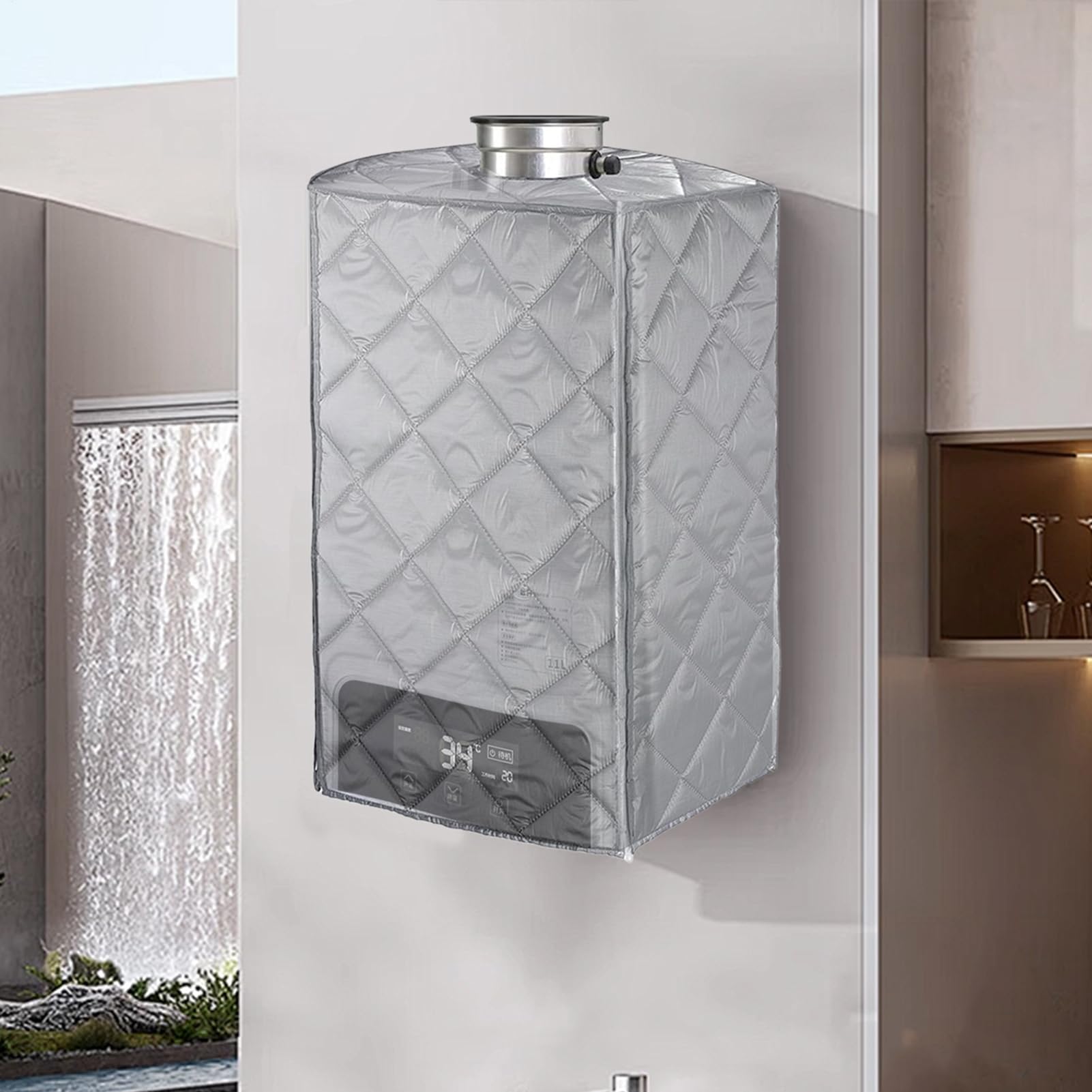 Cubierta reforzada para calentador de agua | protectora impermeable para calderas y calentadores | aislante contra heladas, lluvia y polvo | Durable al aire para patio | 47x33x75cm