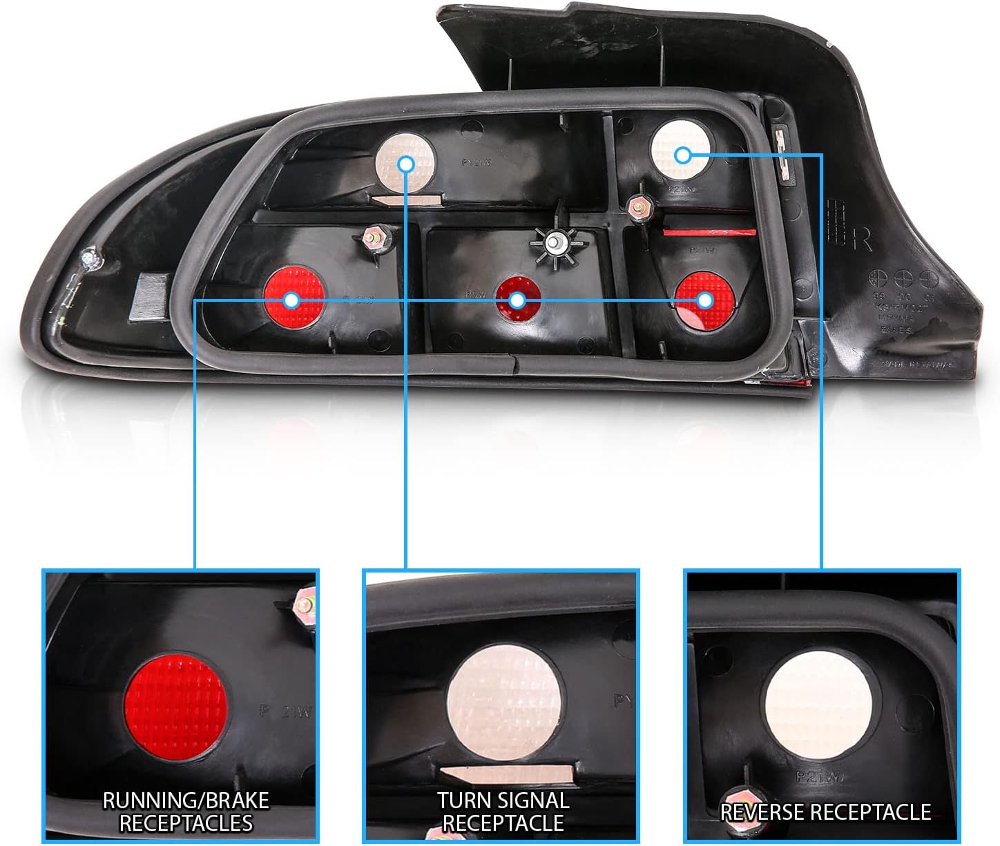 AmeriLite Red/Clear Replacement Taillights for 1996-1999 BMW Z3 2 Door Roadster - Passenger and Driver Side