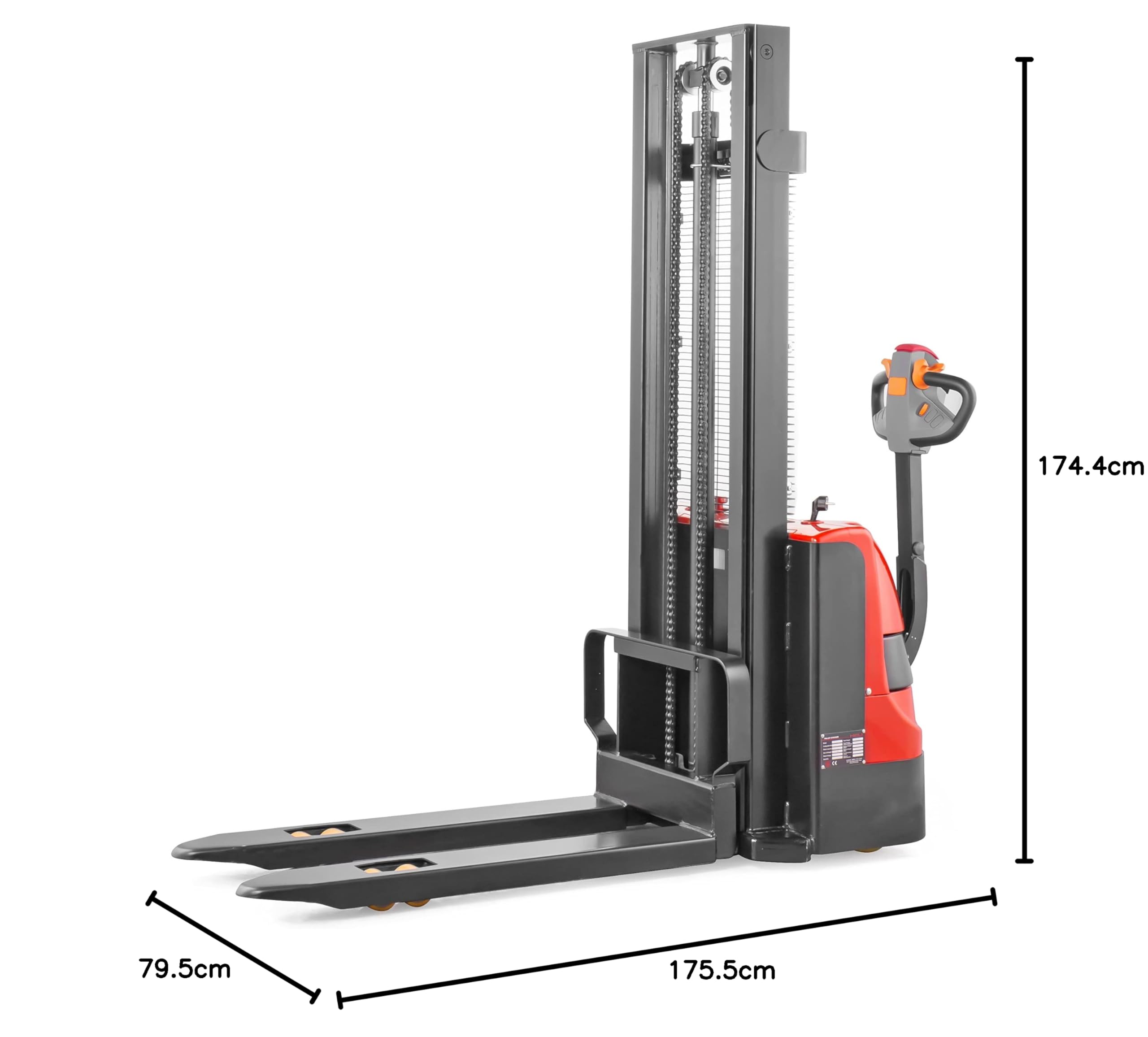 Pallit Budget-S Gerbeur Électrique - Transpalette 1200 kg, 2500 mm | Chariot élévateur avec 2 batteries plomb-gel, chargeur intégré, idéal pour entrepôts et passages de portes étroits