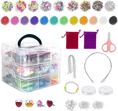 Lacabin 7544PCS Glass Seed Beads Kit Jewelry Making, Bracelet Necklace DIY Beading Kit Letter Beads,Charms, Tools & Accessories