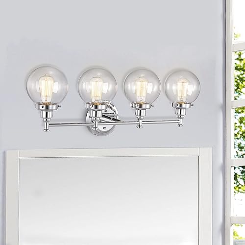 Miniatura 10 de Chloe Lighting Lighting Milo - Accesorio de tocador de baño cromado de 4 luces, 30 pulgadas de ancho
