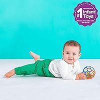 Vista 5 de Bright Starts Oball Easy Grasp - Pelota clásica sin BPA, juguete infantil en rojo, amarillo, verde, azul, edad recién nacido y más, 4 pulgadas
