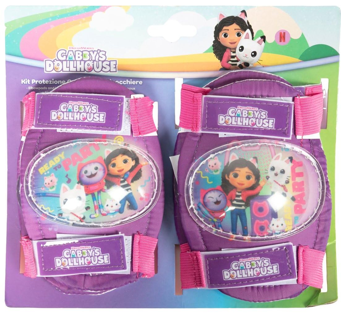 Tataway Gabby's Dollhouse Kit de Protection des Coudes et des Genoux pour Enfants avec Bretelles réglables