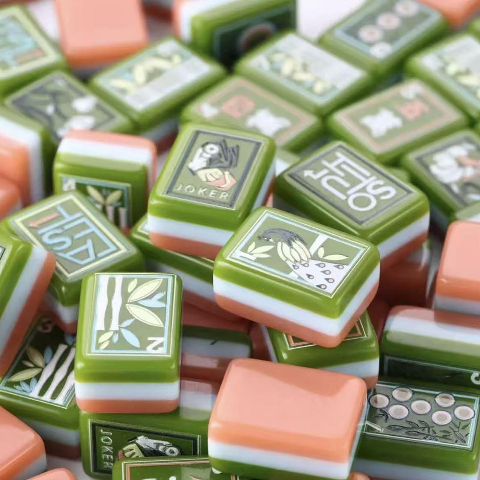 Juego de 160 fichas acrílicas de Mahjong Americano grabadas de 4 Capas