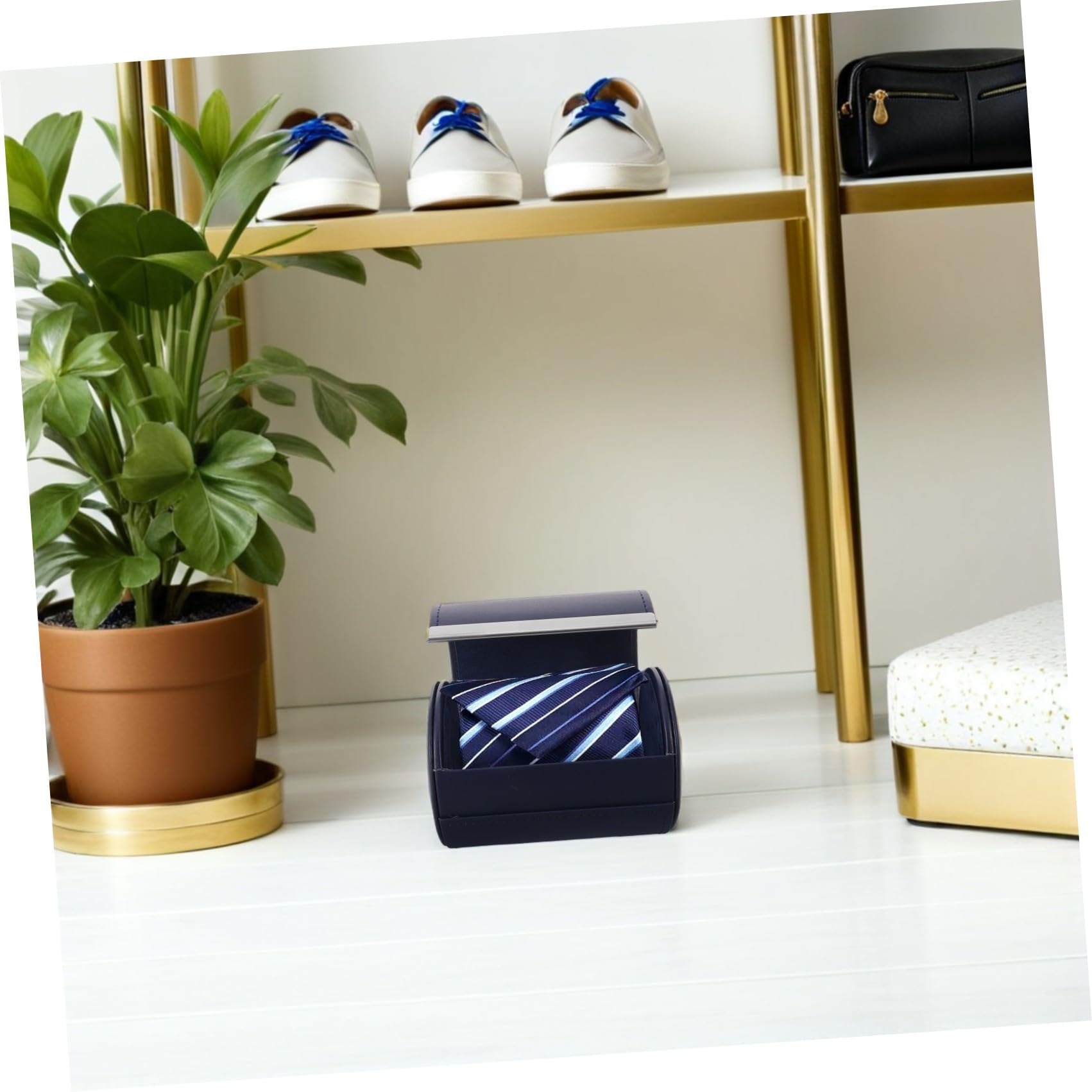 Custodia per Cravatte Cilindrica in Pu con Chiusura Magnetica, Portatile e Protettiva, Organizer Compatto per Viaggi e Look Professionale da Uomo