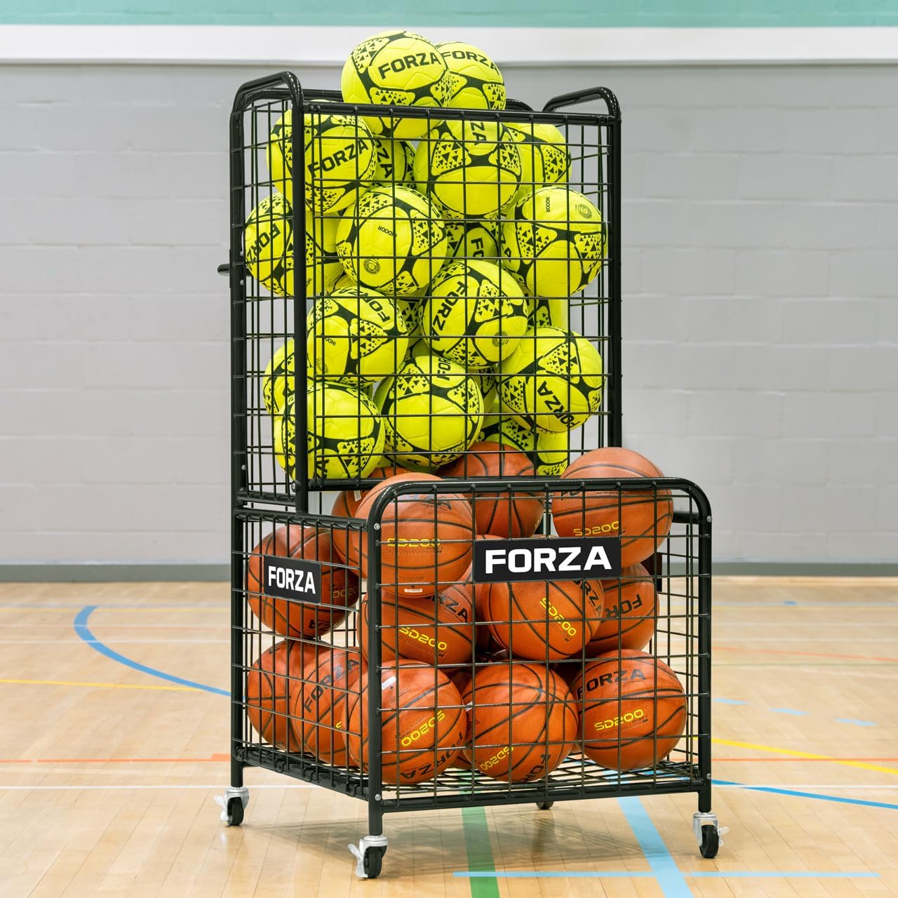 FORZA Ball Picker Trolley | Ultra-Durable Steel Design with Detachable Wheels - Store & Transport up to 40 Sports Balls