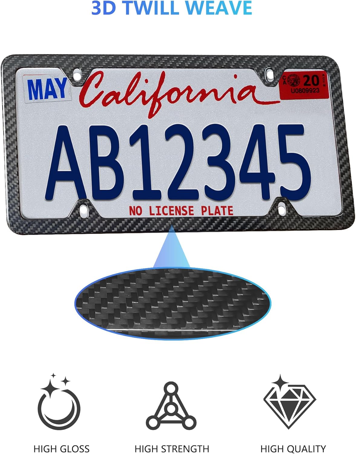 Carbon Fiber License Plate Frame - Handcrafted Premium Stainless Steel with Real Carbon Wrap, Universal 4-Hole Slim Black Car Tag Holder Includes Screws & Caps