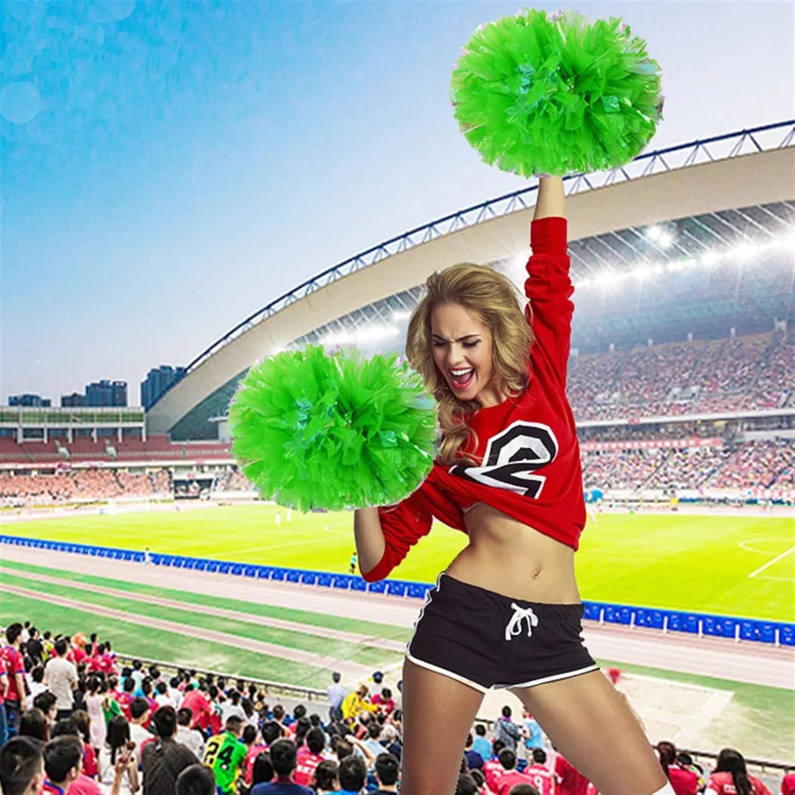 Cheerleader Pompons 10 stück Regenbogen Kunststoff Cheerleader Pom Ppom Mädchen Cheer Tanken Requisiten Cheerleading Pompon Pompons Baton Hhandle NonFading für Sport Cheers(Light Purple)