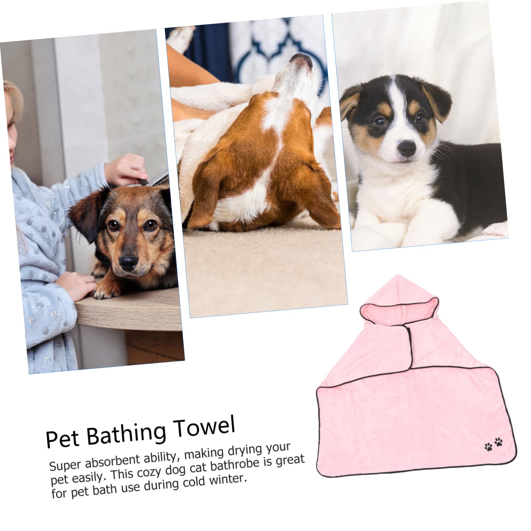 Toddmomy 2 Pièces Peignoir pour Animaux De Compagnie Serviette Chien Peignoir Chien Serviette À Séchage Rapide Chien Robe De Séchage Chien Serviette Robe Serviettes À Capuche Serviettes De