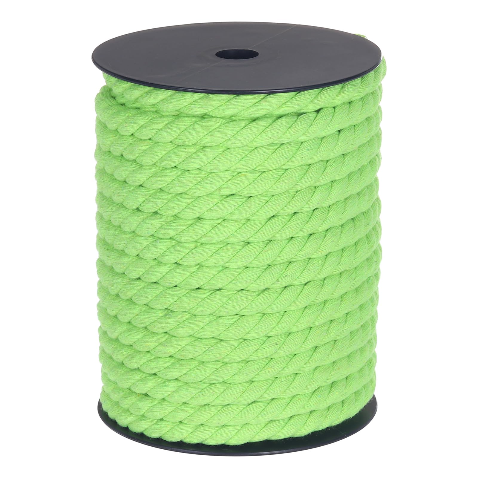 MECCANIXITY Cotton Rope 3 Strand Twisted Braided Rope Cord, Fruit Green 10mm x 75ft Craft Rope Cord Cotton for Wall Hanging, Plant Hanger, Knitting, Macrame Knotting