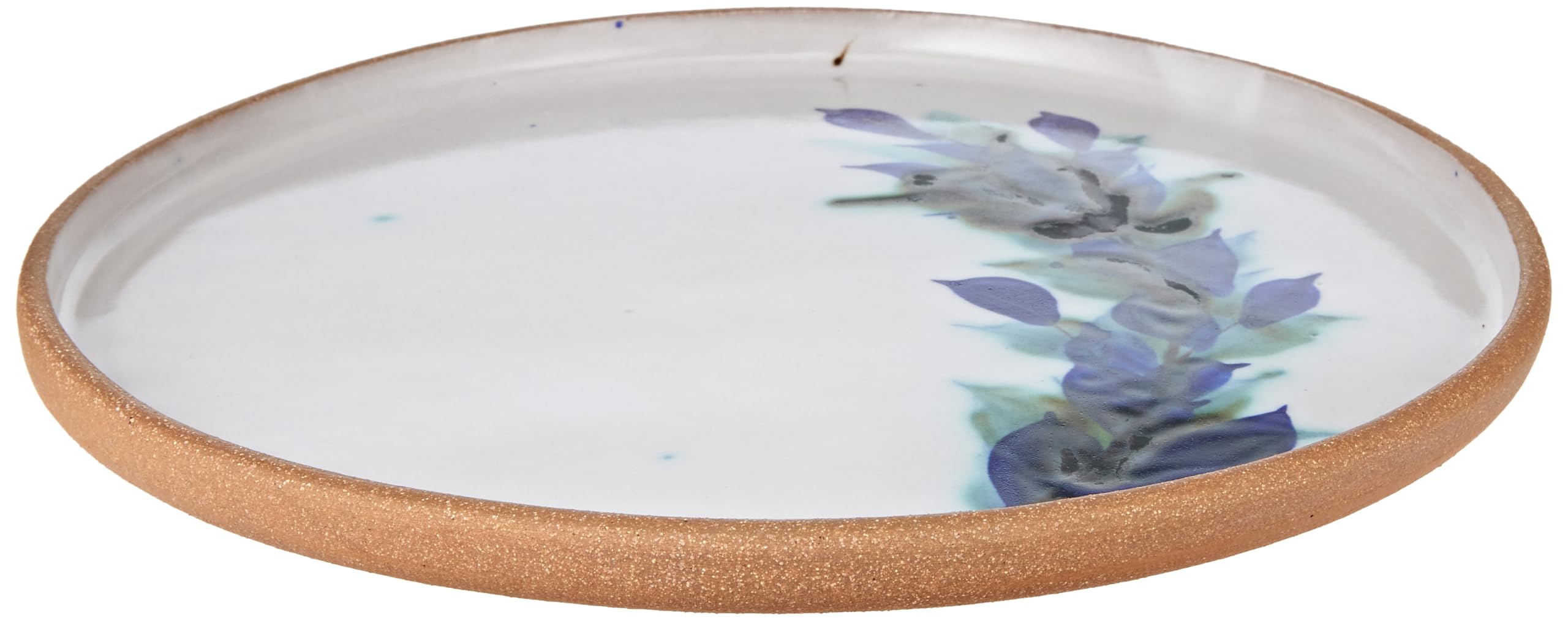 GAIABlossom Pottery Tableware Collection Blue Orchid Flat Plate, Small, 24 cm Diameter, White/Blue
