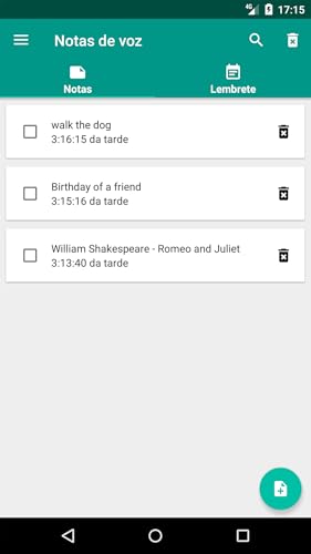 Notas de voz - uma entrada rápida de ideias