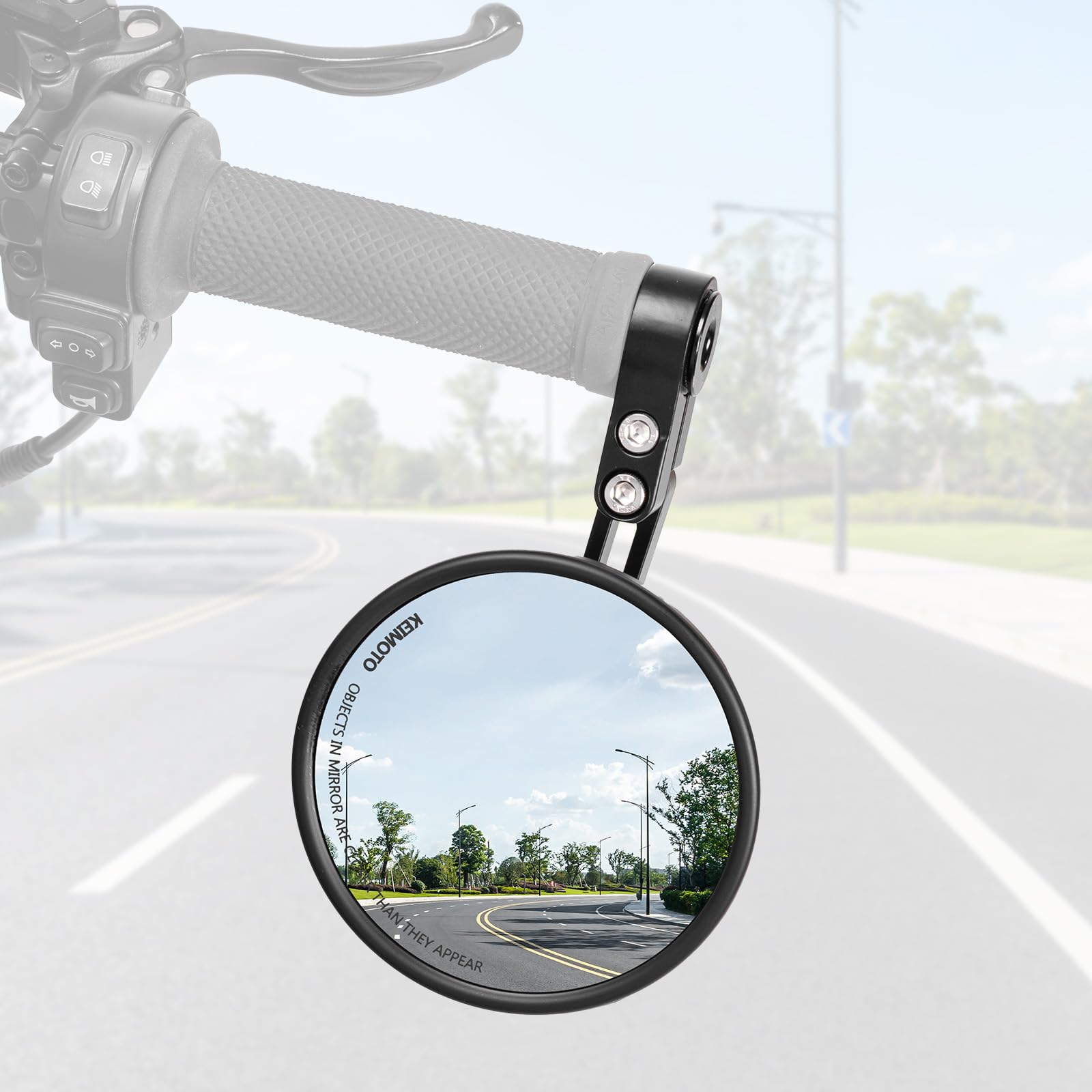 KEMIMOTO Motorcycle Rear View Mirror, CNC Aluminum Bar End Side Mirror for 22mm or 25.4mm Handlebar Diameter with M8 Bolt Compatible with Most Motorcycle, E-bike, Scooters, ATV, UTV