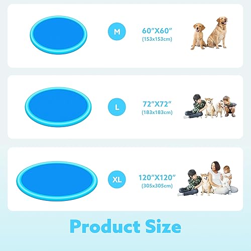 Miniatura 6 de SLOOSH Tapete antideslizante de 72 pulgadas para salpicaduras, juguetes de agua para exteriores, tapete de juego para niños y perros, regadera