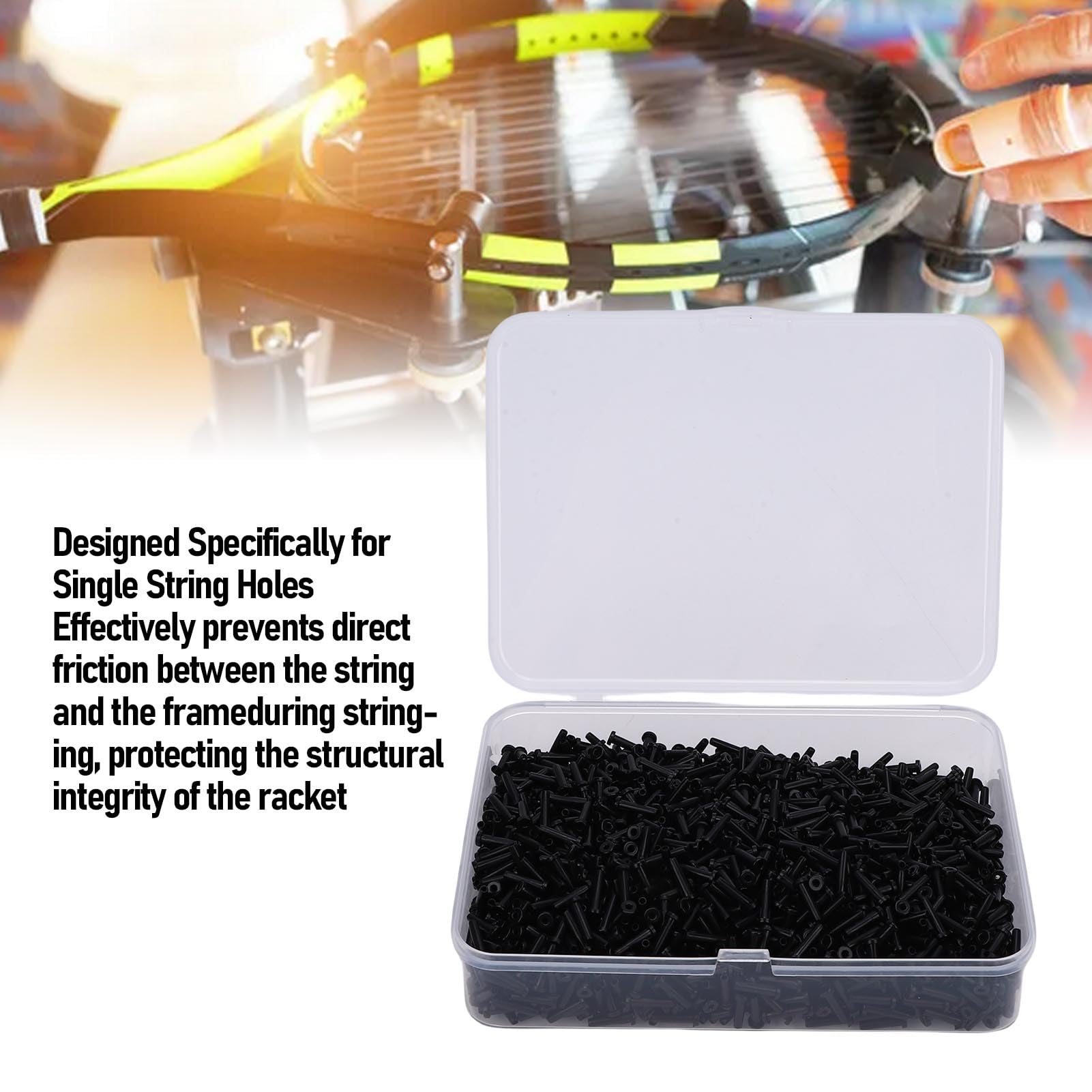 Generic Épaisseur en Nylon Vigoureuse de Chapeau du Matériel 2.1x8.3mm 0.8mm D'oeillets de Raquette de Badminton de Réduction de Bruit