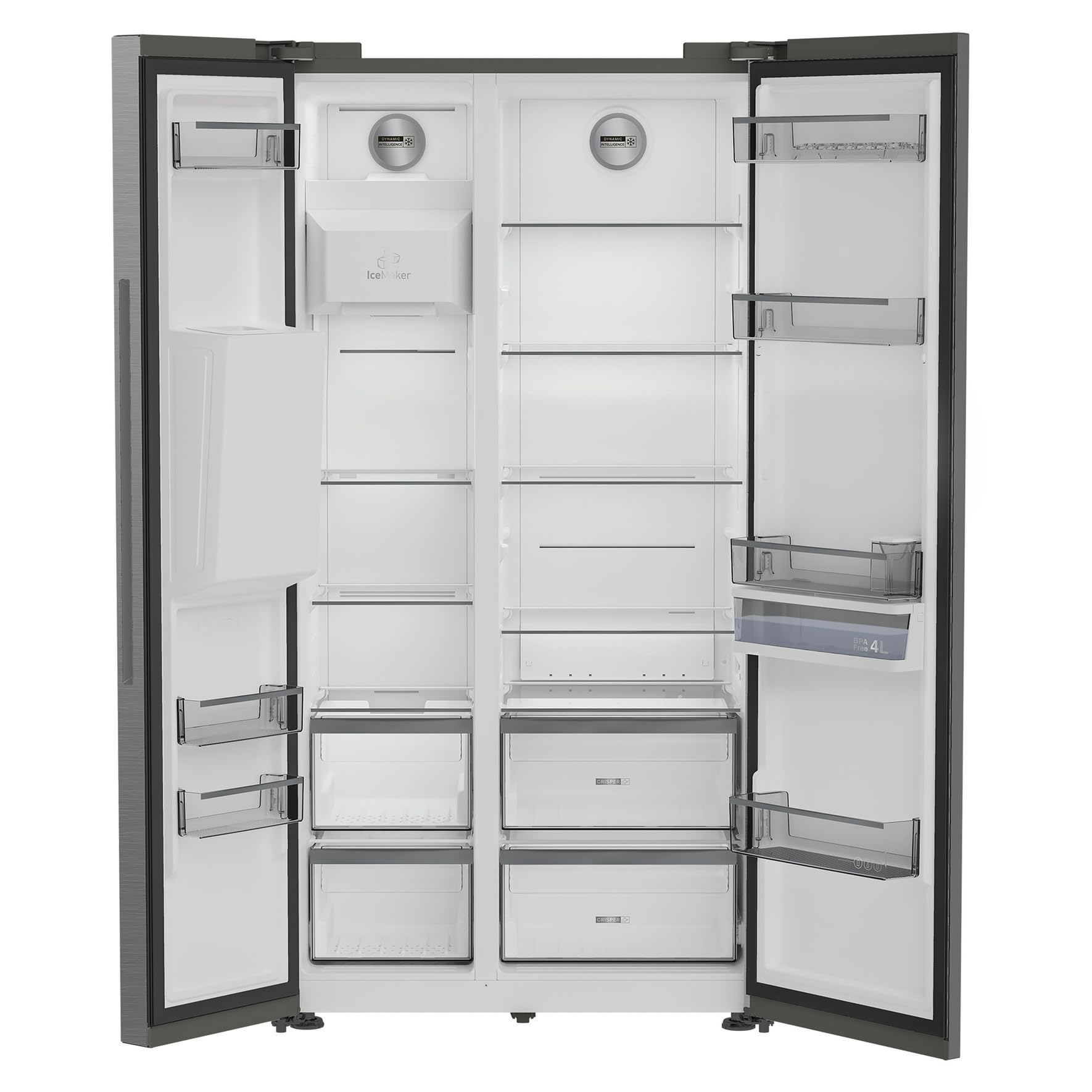 Bauknecht SBS IW D90 PEARL Side by Side Kühl-Gefrierkombination/Inverter Kompressor/Wasser- und Eiswürfelspender/FreshShield/ElegantFit/Dual Cool Total NoFrost