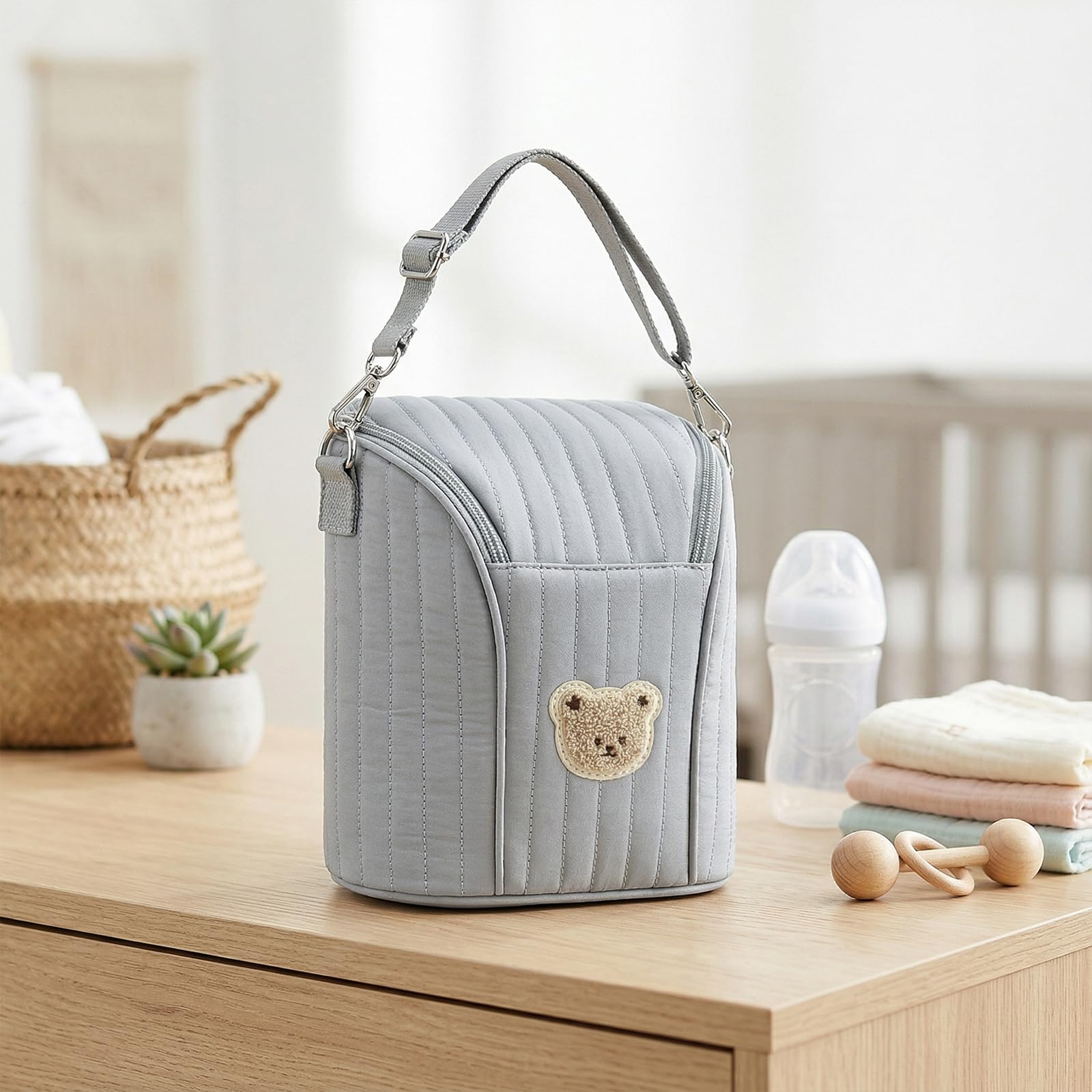 Baby - Bolsa isotérmica reutilizable para Biberón y Leche Maternal Bolsa de almacenamiento portátil para viaje, Azul+5+6, M, Bolsa de almacenamiento