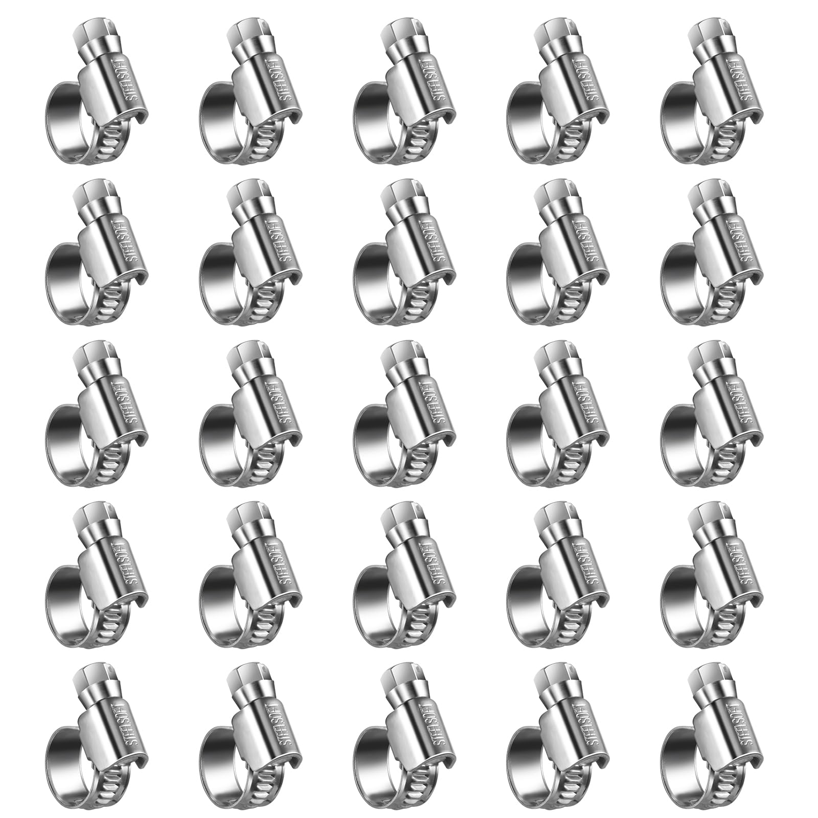 Non-Slip Stainless Steel Worm Gear Hose Clamps 5/16 to 1/2"(8-13mm)