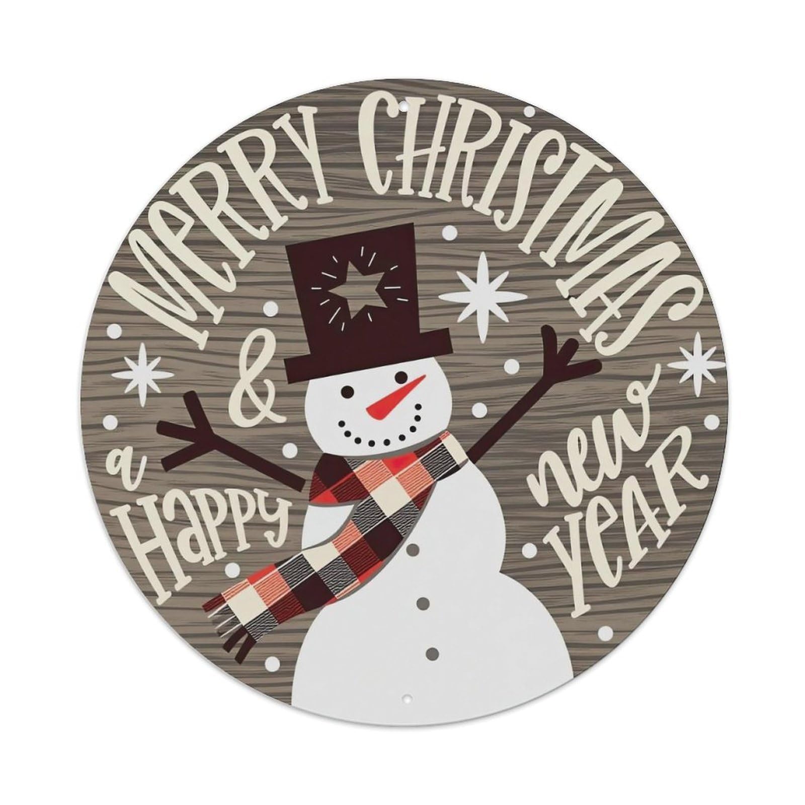 Snowman Christmas Wood Pattern Metal Tin Sign