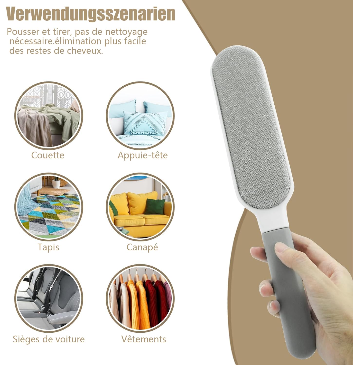 STOAT® Brosse à Peluches Double Face Autonettoyante et Réutilisable pour Poils d'Animaux