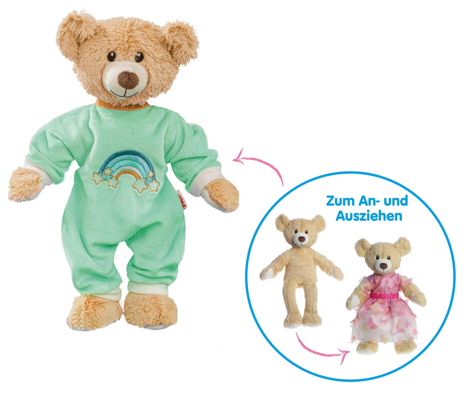 Heless 55005 - Osito de Peluche en Color Beige, Aprox. 42 cm de Altura Osito de Peluche para Vestir y desvestir, para querer y como compañero de Juegos