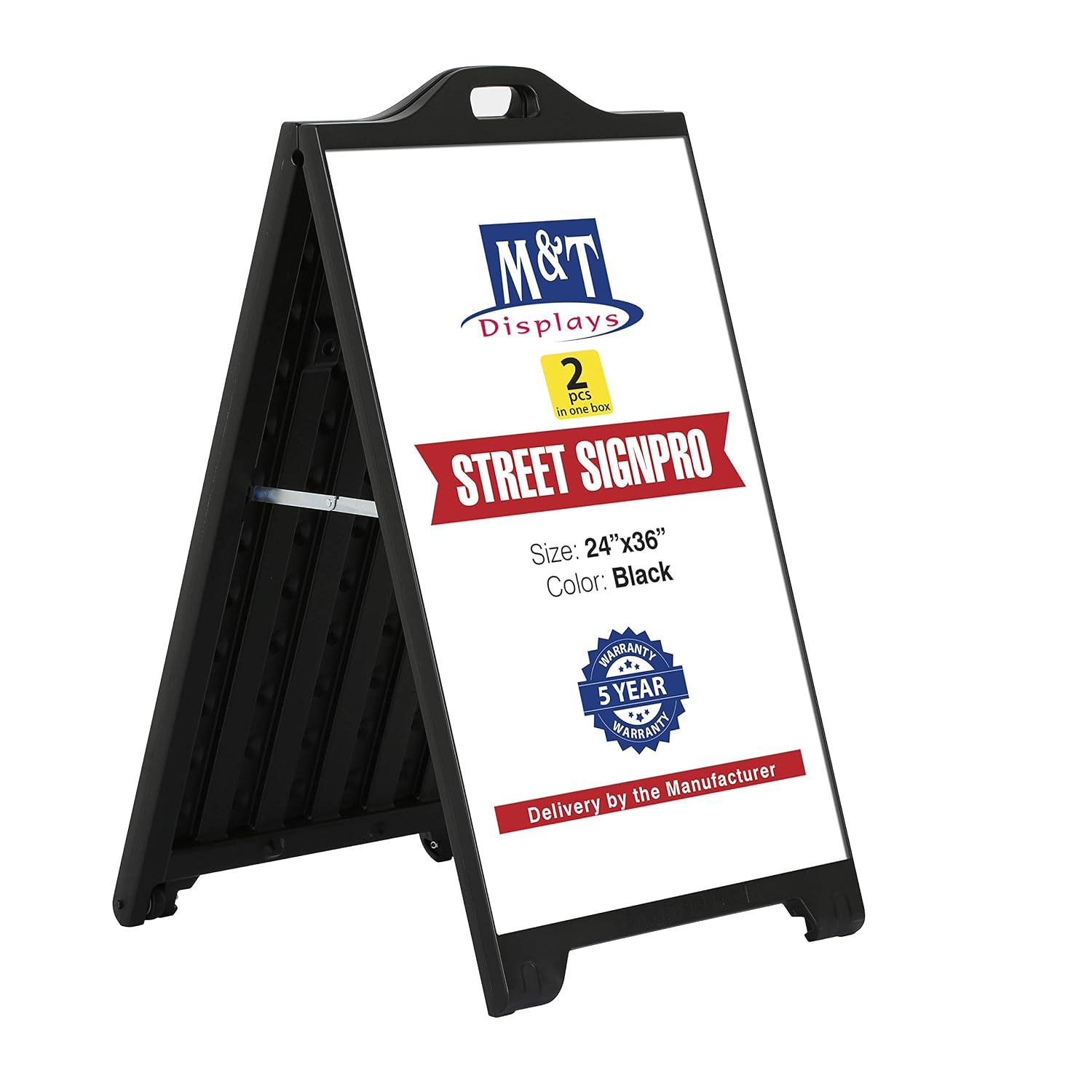 M&T Displays Street SignPro Board, 24x36 Inch Poster Black Sandwich Board A-Frame Sidewalk Curb Sign Holder Folding Portable Double Sided Advertising Display for Restaurant Cafe... - Image 9