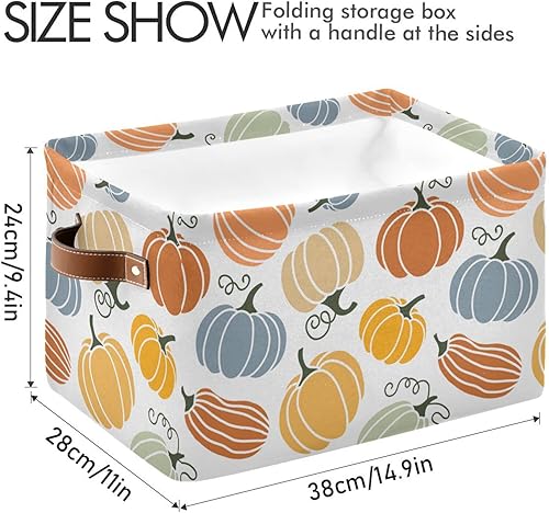 Miniatura 4 de senya Cesta de Acción de Gracias, cesta de otoño, plegable, de tela de calabaza, para almacenamiento