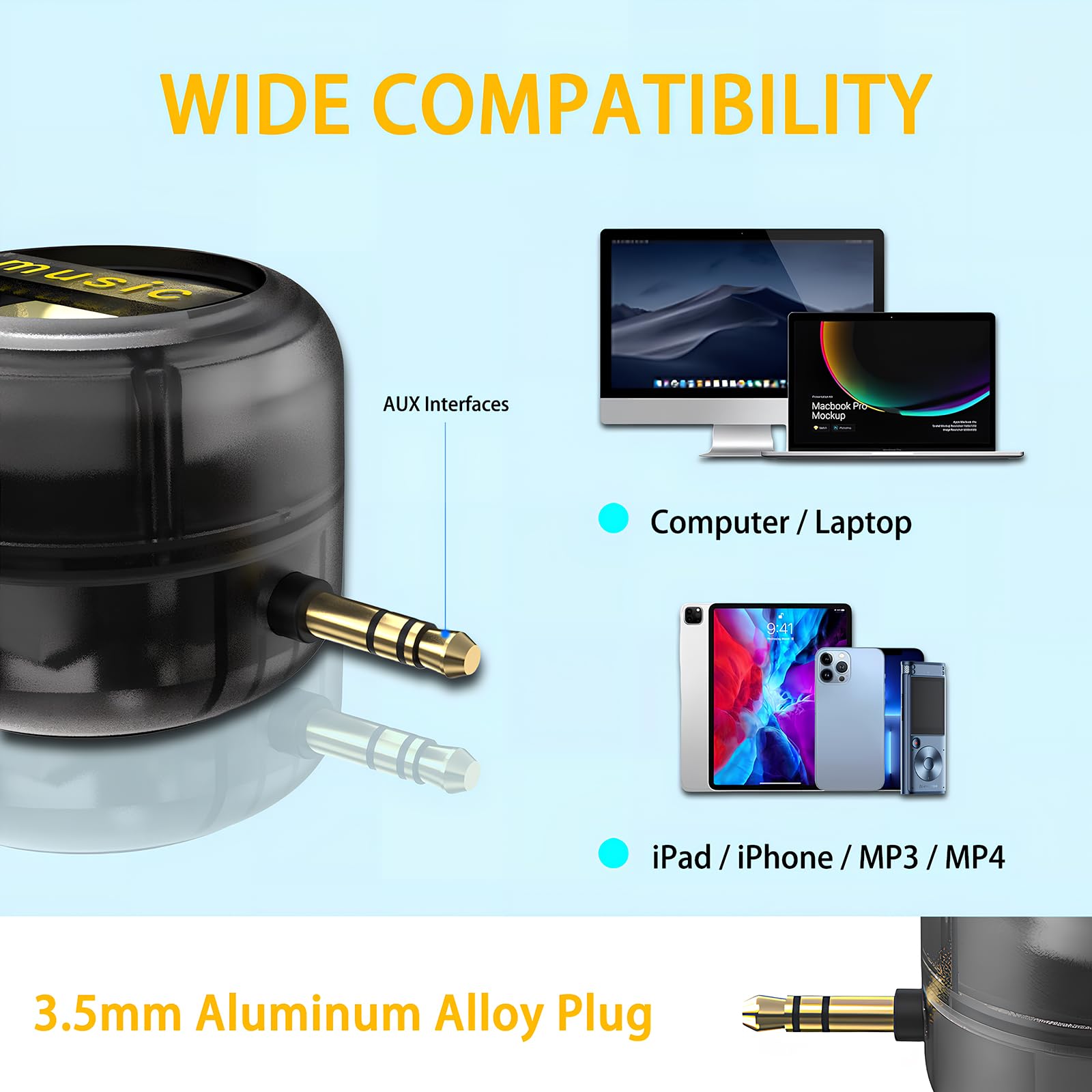 Mini Altoparlante Portatile Universale, 3,5 mm Plug-in Altoparlante del Telefono Cellulare, Casse Portatili Line-In Audio HD Senza Perdite Connetti Istantaneo Trasparente Nero