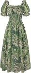 SCARLET DARKNESS Summer Floral Dress for Women Puff Sleeve Smocked A Line Flowy Wedding Guest Midi Dresses