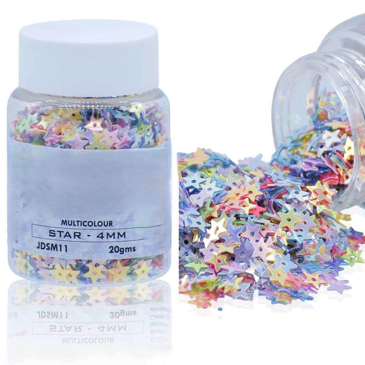 Aadyacrafts Multicolour Star Sequins, 4mm, Iridescent Craft Glitter Embellishments, 20g Container, JDSM11-image-49