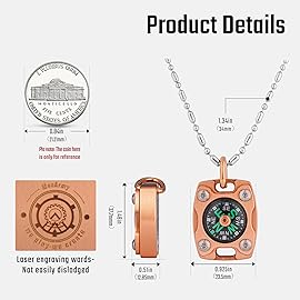 MecArmy CMP2 Copper Mini Compass, Pocket Compass Hiking Survival, Small IPX5 Waterproof, Glow-in-The-Dark, Compact, Necklace Pendant, Keychain & Lanyard Mount, Ideal Gift for Outdoor Enthusiasts