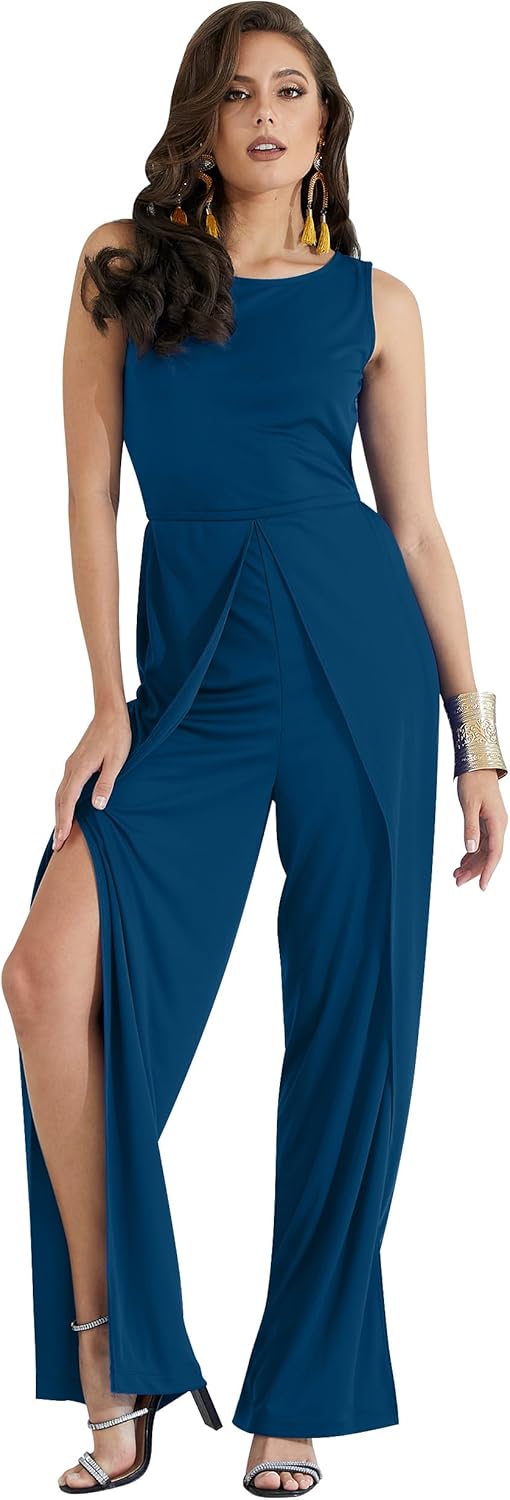 KOH KOH Womens 2026 Sleeveless Cocktail Wide Leg One Piece Jumpsuit Romper Playsuit