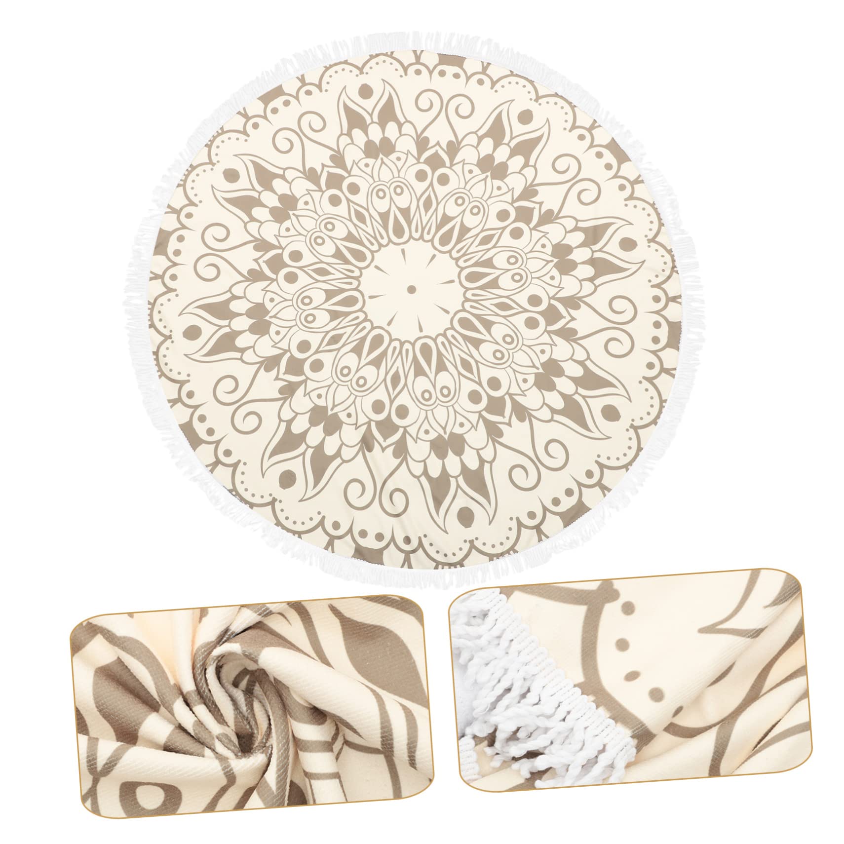 Fibre Fine Serviette de Bain Légère Ronde Mandala, 150cm, Camping