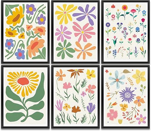 6 piezas de decoración de terapia de oficina, impresión de flores, impresiones artísticas para el hogar, granja, oficina, baño, cocina, dormitorio,