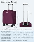 HanTrip 16 Inch Sous le siège Carry On Bagage with Wheels Softside Petites Valises Article personnel Sac avec poche Bagage de voyage pour hommes Femmes Affaires Sac de nuit (Purple)