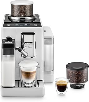 De'Longhi Coffee Machine RIVELIA Fully Automatic Espresso Machine with 22+ Hot & Iced Beverages, Bean Hopper, Color Touch Display, 13 Grinder Settings, LatteCrema, Twin Shot EXAM440.55.W (Europe Made)