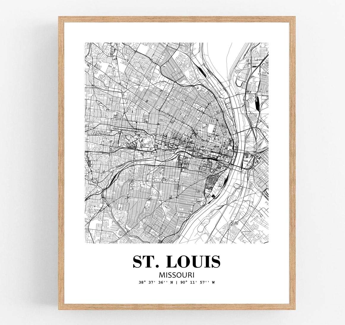 Eleville 8X10 Unframed St. Louis Missouri City View Abstract Road Modern Map Art Print Poster Wall Office Home Decor Minimalist Line Art Hometown Housewarming wgn498