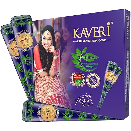 Kaveri Natural Henna Bridal Mehandi Cone Pack of 12 - 30gm