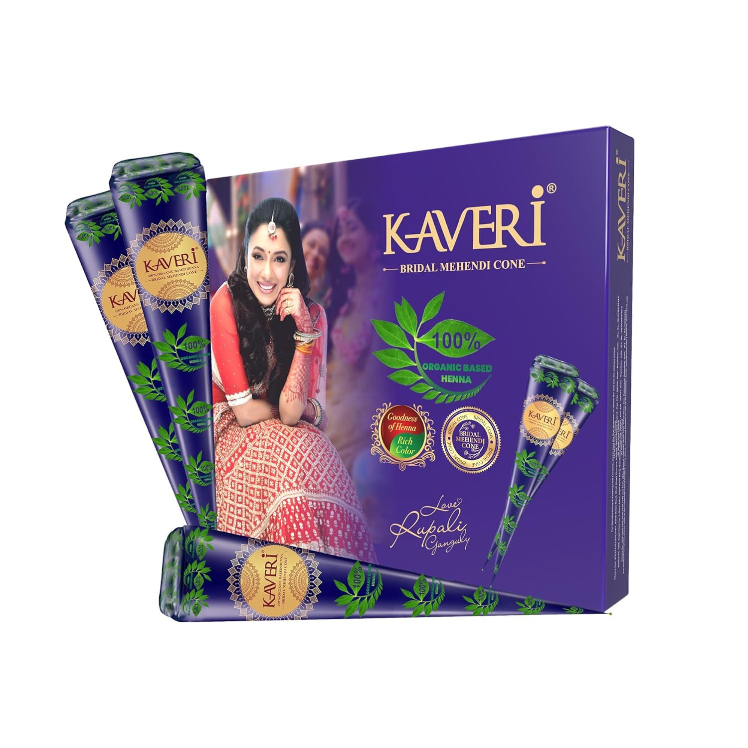 Kaveri Natural Henna Bridal Mehandi Cone for Hands & Hair Herbal Rajasthani Henna Paste in Natural Dark Brown Color With Nilgiri Oil for Dulhan Wedding Occasion Instant Mehendi Cone - 30 gm each - Pack of 12