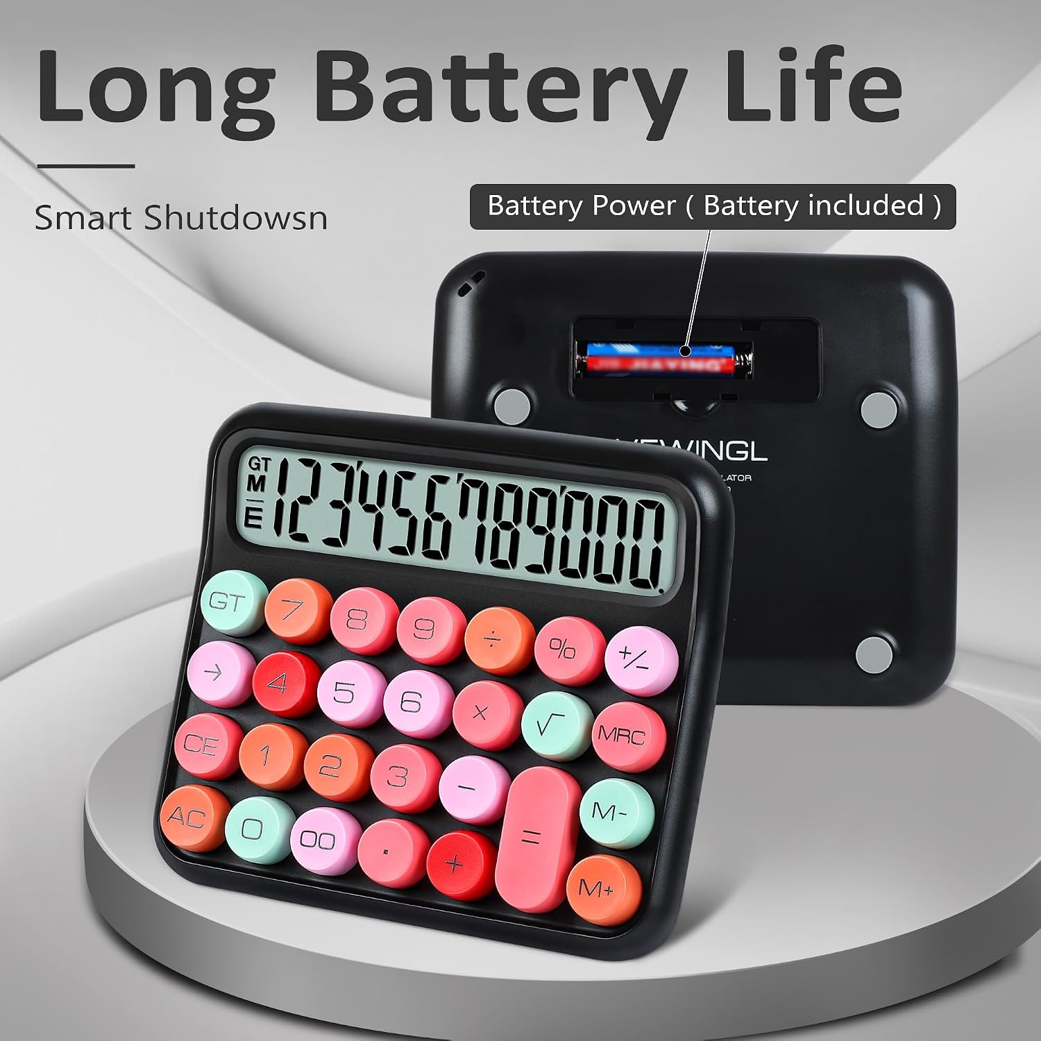 VEWINGL Mechanical Keyboard Calculator, 12 Digit LCD, Big Buttons image 4