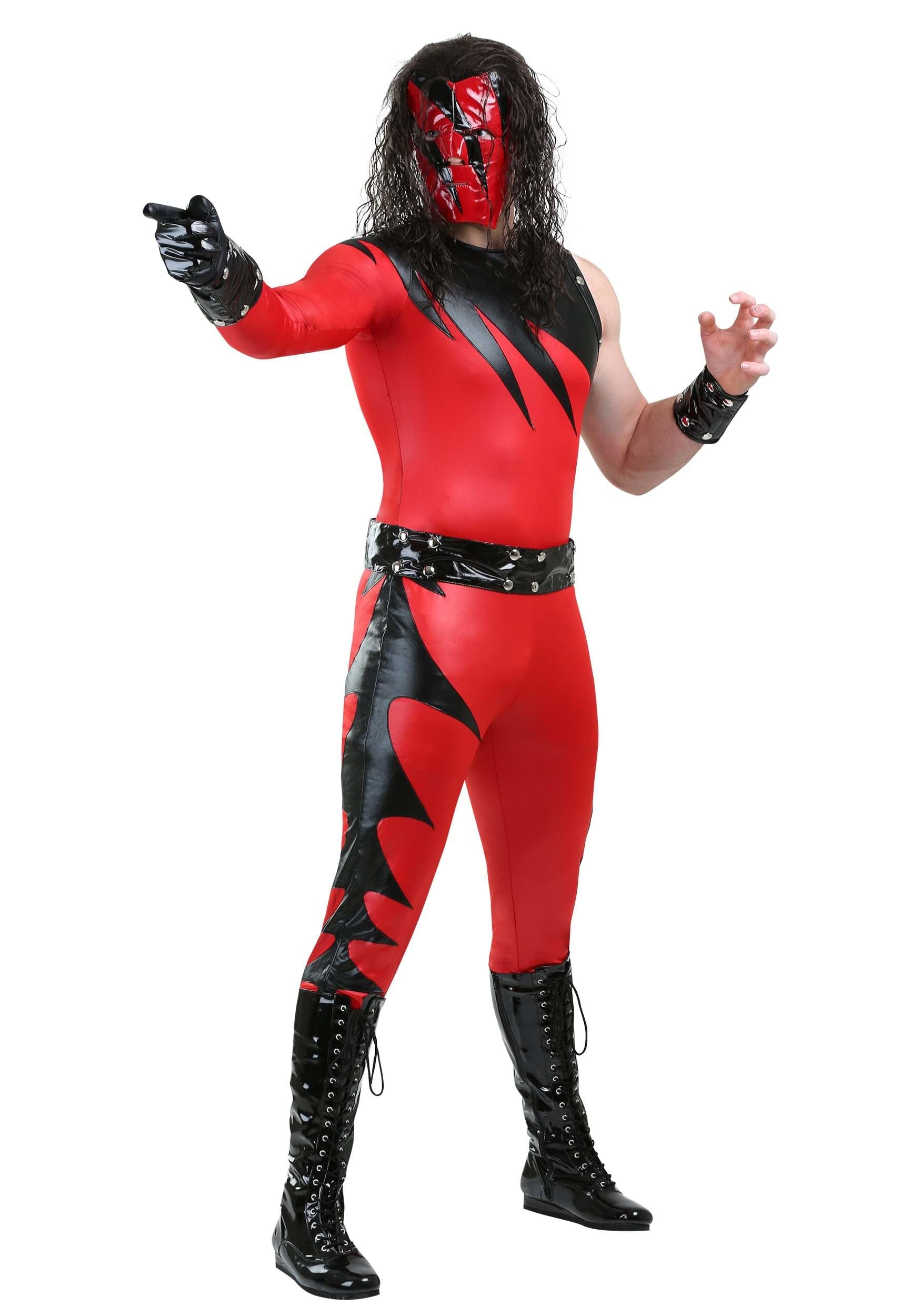 Men's Wwe Kane Plus Fancy Dress Costume For | Wrestler Fancy Dress Costume Black/Red 3X Fun Costumes