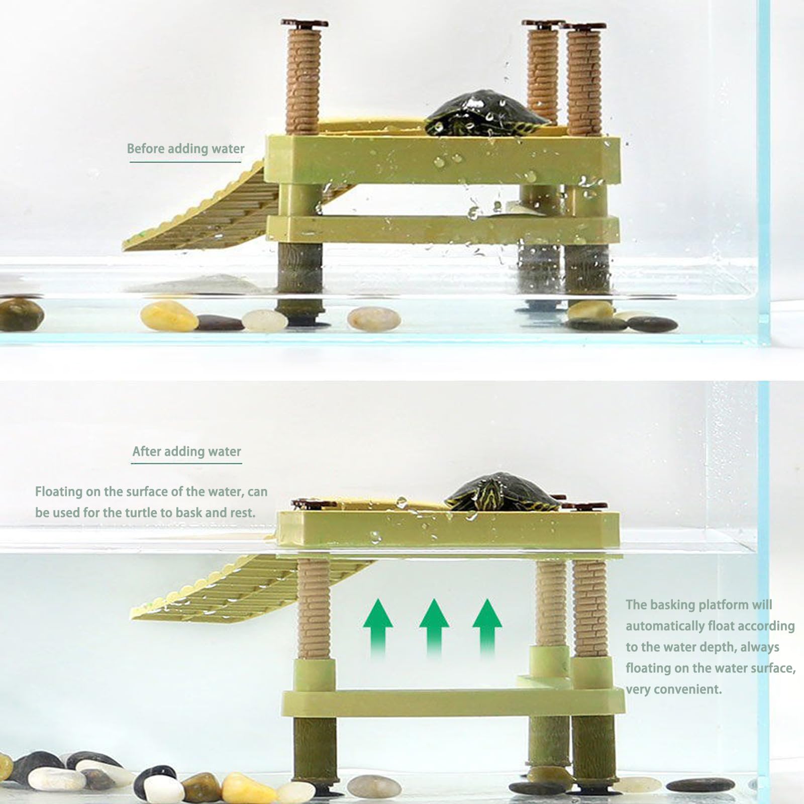 Piattaforma Galleggiante per Tartarughe, Piattaforma Galleggiante per Crogiolarsi, Piattaforma per Crogiolarsi per Tartarughe con Scala, Habitat per Tartarughe, Accessori per Acquari (Media)