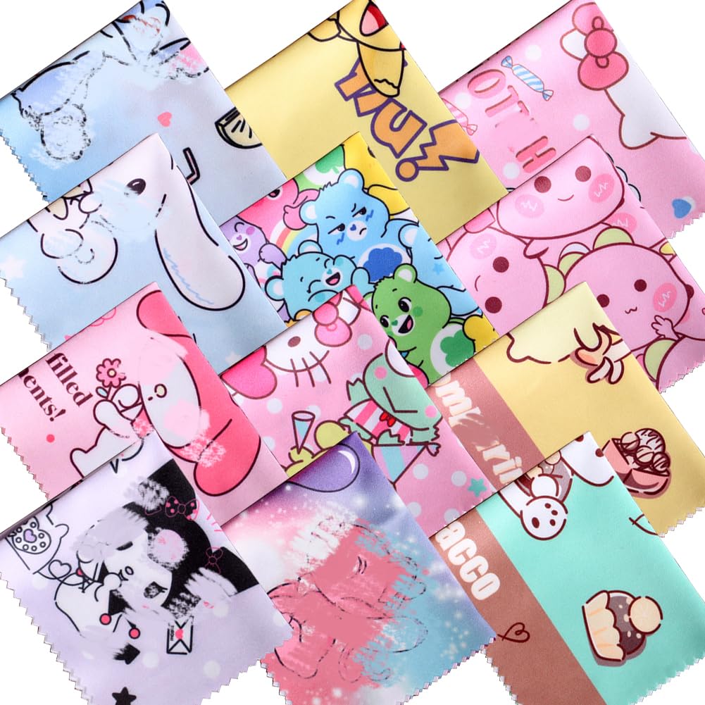 12 Pack Cartoon Colors Microfiber Cleaning Cloths