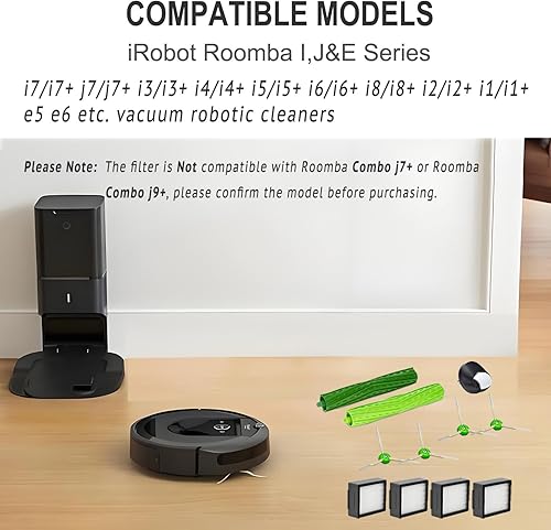 Miniatura 2 de Accesorios de repuesto para iRobot Roomba i7 j7 i6 i8 i3 i4 i2 i1 i5 e5 e6 I E J Series Aspiradora, 1 cepillo de rodillo, rueda delantera, 4 filtros
